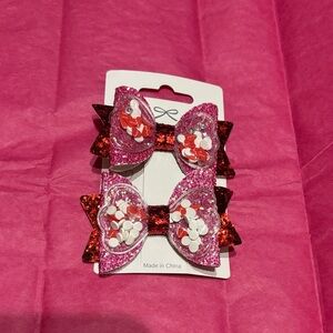 Pink and Red Glitter Heart Hair Clips